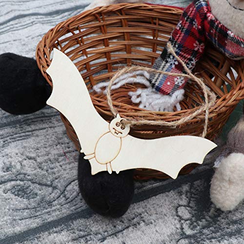 LIOOBO 20PCS Halloween Ghost Festival Decoration Props Puzzle Graffiti Wood Chip Bat Wooden Pendant for Arts and DIY Crafts Creative Decorations LIOOBO