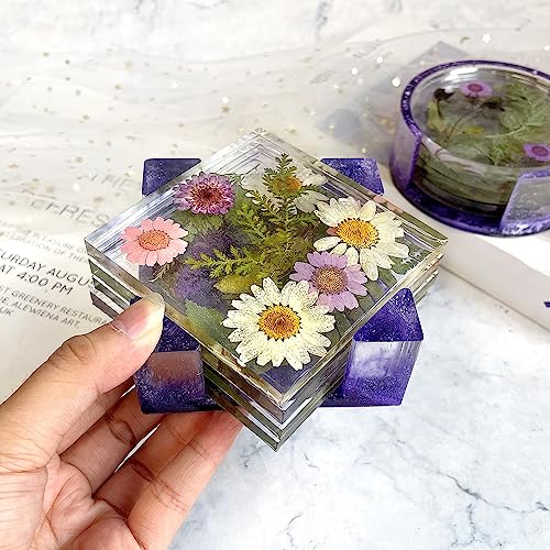 RESINWORLD 8 Pack Deep Round Square Coaster Molds + Upgrade 10 pcs Silicone Coaster Molds Kit Storage Box Mold ResinWorld