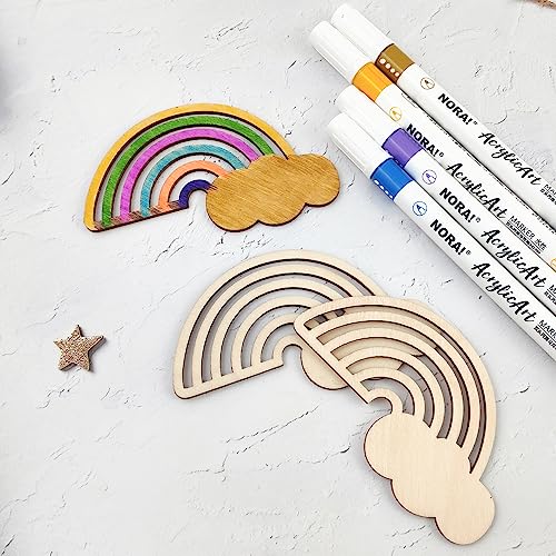 32 Pack Wood Rainbow Cutouts Unfinished Wooden Rainbow Hanging Ornaments DIY Rainbow Craft Gift Tags for Thanksgiving Home Party Decoration Craft