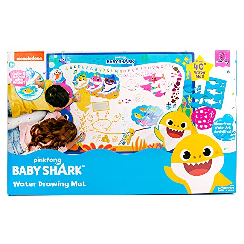 Horizon Group USA Baby Shark Water Drawing Mat, Includes Reusable 40-Inch Water Drawing Mat, Refillable Water Brush & Pens, Stencils, Mess-Free Water Horizon Group USA