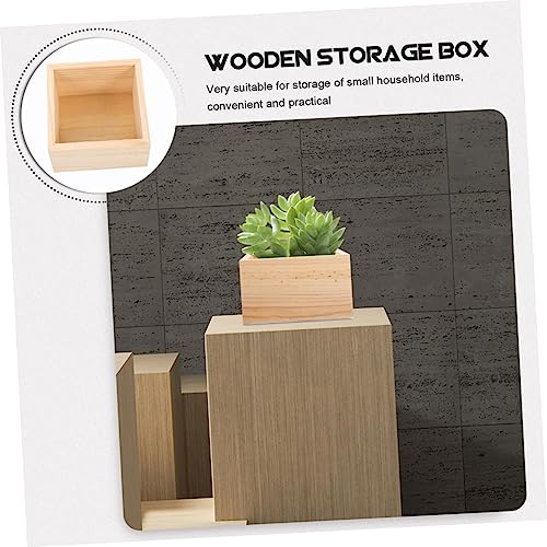 TEHAUX 6pcs Box Storage Wooden Box Without Lid Desktop Storage Craft Storage Containers Wooden Crates Unfinished Jewelry Organizer Tray Wooden Crafts TEHAUX