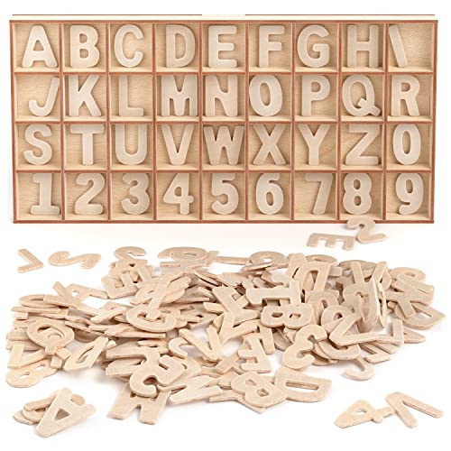 Arteza Wooden Letters and Numbers, 144 Unfinished Wood Pieces, 104 Letters, 40 Numbers, Poplar Plywood, Craft Supplies for Customizing Art Projects ARTEZA