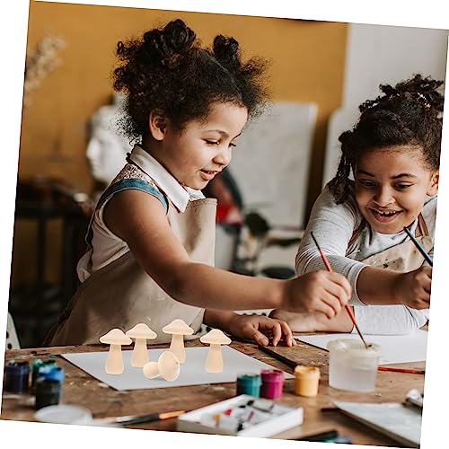 Yardwe 10pcs Wooden Mushroom Paint on peg Doll Wooden peg Mini Mushroom Model Centerpiece Table Decorations Wood Mushroom Figures Unfinished Wood Yardwe