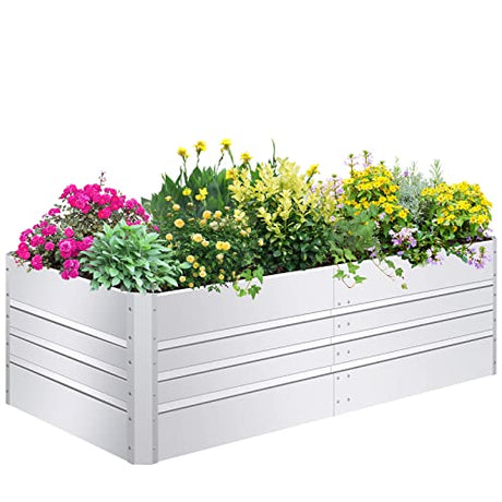 SnugNiture Galvanized Raised Garden Bed 8x4x2FT Outdoor Large Metal Planter Box Steel Kit for Planting Vegetables, Flowers SnugNiture