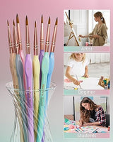 Nicpro 10PCS Micro Fine Detail Paint Brush Set, Macaron Pastel Small Miniature Fine Tip Detail Brushes Kit for Acrylic Oil Watercolor, Craft, Models, Nicpro