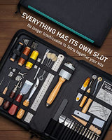 FifthQuarter Leather Tooling Kit: 58 Pcs Essential Leather Working Tools and Supplies for Starter with Guide Leather Craft Tool Kits with Organizer FifthQuarter