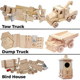 Kraftic Woodworking Building Kit for Kids and Adults, with 3 Educational DIY Carpentry Construction Wood Model Kit Toy Projects for Boys and Girls - Kraftic