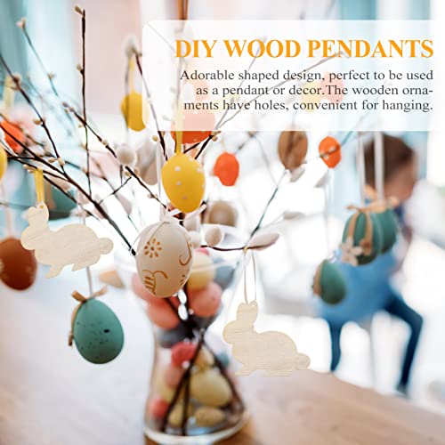 20pcs Unfinished Easter Wooden Shapes Bunny Cutouts Ornaments Easter Bunny Rabbit Shapes Easter Tree Ornaments Healifty