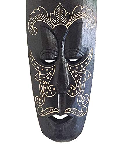 OMA Wood Carved African Wall Decor Mask With Beautiful Hand Painted Designs - Large Size 20" OMA