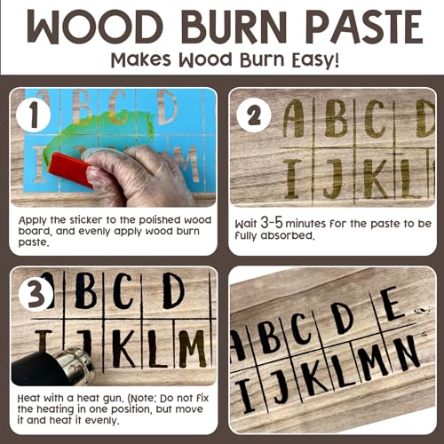 1DFAUL Wood Burn Paste Pen Kit, 4OZ Wooden Burning Gel, Double Sided Wood Burn Marker Kit for DIY Beautiful Wooden Burning in Minutes, Perfect for