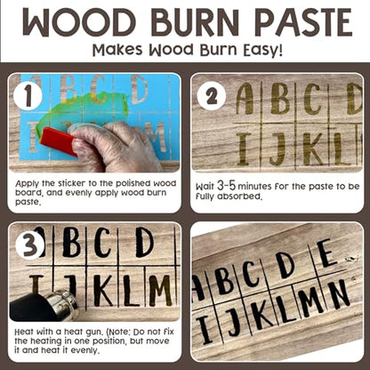 1DFAUL Wood Burn Paste Pen Kit, 4OZ Wooden Burning Gel, Double Sided Wood Burn Marker Kit for DIY Beautiful Wooden Burning in Minutes, Perfect for