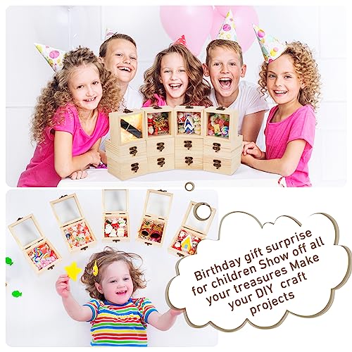 Thyle 12 Pcs Unfinished Wooden Boxes with Glass Lid Small Blank Wooden Box Natural Wooden Christmas Gift Boxes 3.5 x 3.5 x 1.8 Inch Wood Box for Thyle