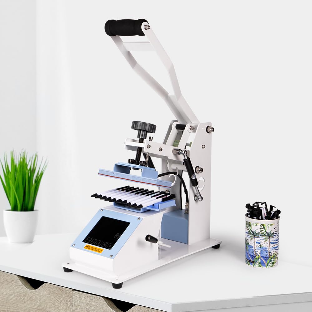 PYD Life 3 in 1 Mini Combo Heat Press Machine for Label Tag 5.8 x 5.8 Inch Light Blue 110 V Cap Hat Heat Press Machine,Sublimation Pens Heat Press PYD Life