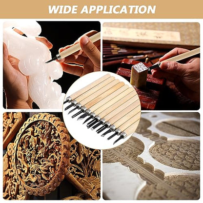 12-Piece Multi-Purpose Wood Knife Set, 2-Steel Sandpaper and Tool Box, DIY Hand Carving Tool Set, Chisels, Planes, Scrapers, V-Splitters, etc, Wood