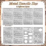 8 Pcs 4 x 7 Inch Stainless Steel Stencils Stencils Alphabet Number Stencils for Journaling Metal Stencils Bookmark Vintage Flower Vines Stencils for Lewtemi
