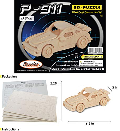 Puzzled Car Porsche911 SM 3D Jigsaw Woodcraft Kit Wooden Puzzle Puzzled