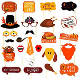 25 Count Thanksgiving Day Friendsgiving Big Photo Booth Props Kit for Autumn Funny Turkey Day Party Decorations Supplies DIY Selfie Props Set with WoodArtSupply