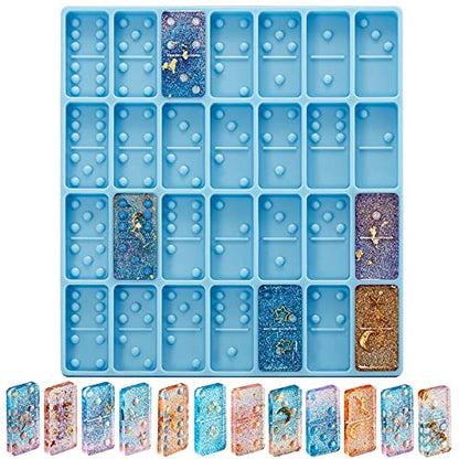 Domino Mold for Epoxy Resin Candy Molds Clay Dominoes 28 Cavities Silicone Pendant Cake Jewelry Making Tool (Blue,125 Gram) - WoodArtSupply