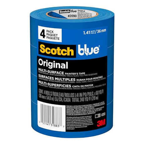 Scotch Painter's Tape Original Multi-Surface Painter's Tape, Blue, Paint Tape Protects Surfaces and Removes Easily, Multi-Surface Painting Tape for ScotchBlue