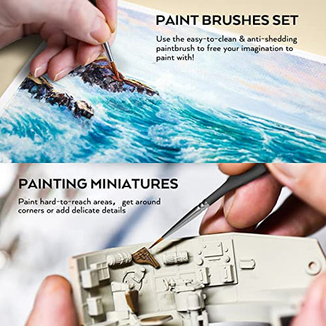Nicpro 15 Pack Miniature Painting Set, Fine Detail Paint Brushes for Models, Acrylic Watercolor Oil, Ceramic, Shoe, Citadel, Art Figure Paint by Nicpro