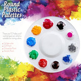 FANDAMEI Round Paint Tray Palettes and Paint Brushes Set, Paintbrushes, 3 PCS Plastic Paint Palettes Pallets, 10 PCS Acrylic Paint Brushes, Nylon Fandamei