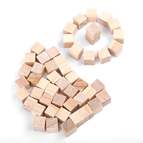 50pcs Wood Cubes for Craft WoodBlocks Handmade Woodcrafts for DIY Crafts Kids Toy Home Decoration(10mm) Hztyyier