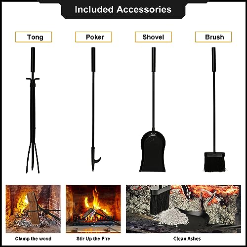 AMAGABELI GARDEN & HOME Firewood Rack Fireplace Tool Rack Indoor Wood Holders Fireplace Outdoor Log Holder Rack Lumber Storage Stacking Black Stove AMAGABELI GARDEN & HOME