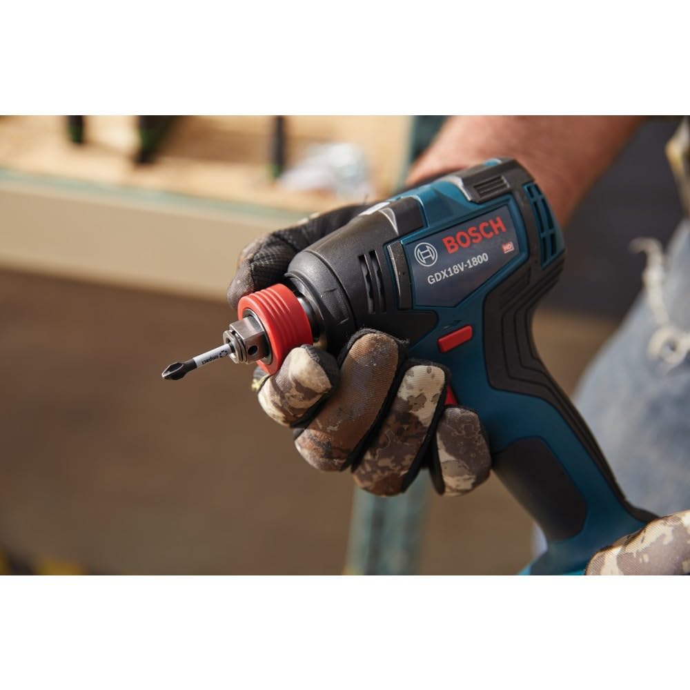 BOSCH GDX18V-1800B12 18V Two-In-One 1/4 In. and 1/2 In. Bit/Socket Impact Driver/Wrench Kit with 2 Ah Standard Power Battery - WoodArtSupply