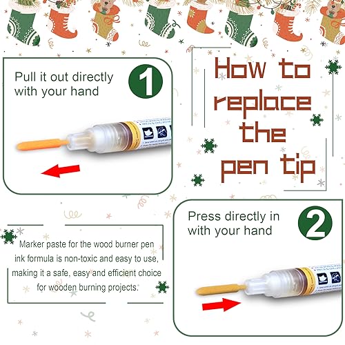 Wood Burn Pen, Marker Pen Set for Wooden Burning with Replacement Nib, Perfect for Artists and Beginners in DIY Wood Burning Craft Projects(4pcs)