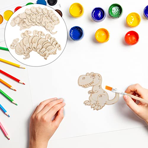 Totority 20pcs Dinosaur Wooden Cutouts for Crafts DIY Wood Cutout Unfinished Painting Wooden Pieces Slices DIY Arts Crafts Supplies Totority