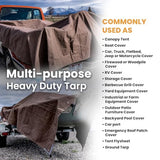 WHITEDUCK 12'x20' Canvas Tarp 18 oz/37 Mil Heavy Duty Waterproof UV Resistant, Rustproof Grommets, Industrial & Commercial Use Cloth Tarp (Finished WHITEDUCK