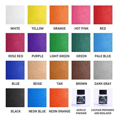 ARTME Acrylic Leather Paint Set, 20 Colors x 30ml Acrylic Leather Dye Kit Perfect for Shoes, Sneakers, Jackets, Leather Sofa, and Car Seat Artme