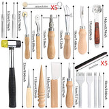 28 Pcs Leathercraft Hand Tools Kit, Upholstery Repair Kit Leather Working Tools with Leather Prong Punch, Leather Hammer, Stitching Groover, Leather JUPEAN