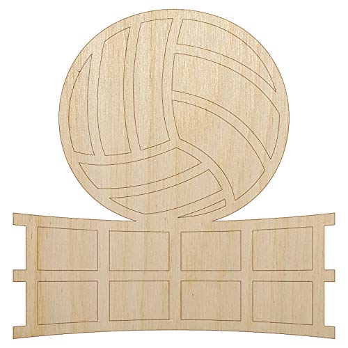 Volleyball and Net Unfinished Wood Shape Piece Cutout for DIY Craft Projects - 1/8 Inch Thick - 6.25 Inch Size Sniggle Sloth