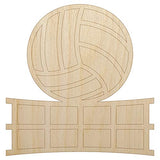Volleyball and Net Unfinished Wood Shape Piece Cutout for DIY Craft Projects - 1/8 Inch Thick - 6.25 Inch Size Sniggle Sloth