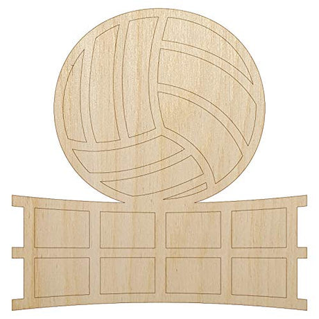 Volleyball and Net Unfinished Wood Shape Piece Cutout for DIY Craft Projects - 1/8 Inch Thick - 6.25 Inch Size Sniggle Sloth
