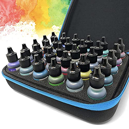 Alcohol Ink Storage Carrying Case, Paint Carry Case Organizer, Stores 30x 0.5-Ounce Bottles of Alcohol Inks, Stickles, Glossy Accents or Reinkers, Pixiss