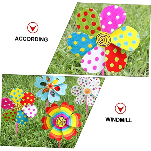 FUNOMOCYA 8pcs Hand-Painted Windmill White Craft Pinwheels Kids Hand Windmill Pinwheel Toy Unfinished Pinwheels DIY Paper Windmills Pinwheels Crafts FUNOMOCYA