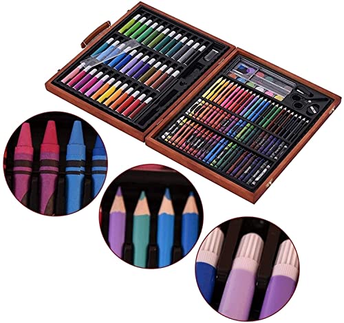 RMENST Art Supplies, 150-Piece Deluxe Wooden Art Set Crafts Kit with Oil Pastels, Colored Pencils, Watercolor Paint, Oil Paint, Creative Gift RMENST