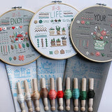 ETSPIL 3 Sets Embroidery kit for Beginners Adults，Learn 33 Different Stitches DIY Kits ，Includes Stamped Flower Pattern, Hoop, Color ETSPIL