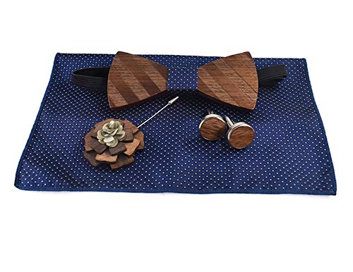 Bowtie Handmade Customized Wood Bow Tie Set Creative Wooden Nice Designer Formal Woven Cravat with Box - WoodArtSupply