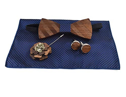 Bowtie Handmade Customized Wood Bow Tie Set Creative Wooden Nice Designer Formal Woven Cravat with Box - WoodArtSupply