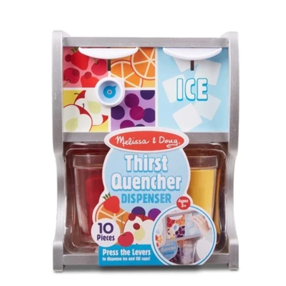 Melissa & Doug Wooden Thirst Quencher Drink Dispenser With Cups, Juice Inserts, Ice Cubes - Pretend Play Soda Fountain, Food Sets For Kids Melissa & Doug