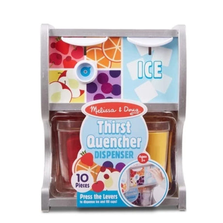 Melissa & Doug Wooden Thirst Quencher Drink Dispenser With Cups, Juice Inserts, Ice Cubes - Pretend Play Soda Fountain, Food Sets For Kids Melissa & Doug