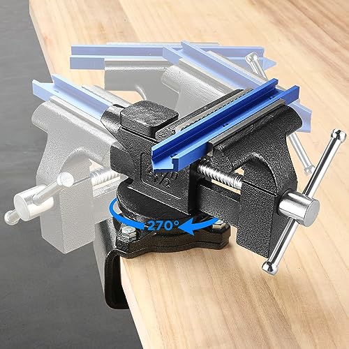 Bench Vise, 4-1/2" Table Vise For Workbench,2-in-1 Multi-Purpose Heavy Duty Bench Vice With Multifunctional Soft Jaws, 270° Swivel Base Home Vise for