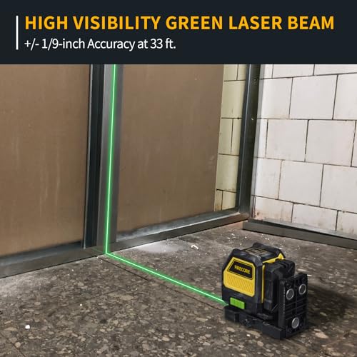 Firecore Professional Green Cross Line Laser, 130ft Self-Leveling Laser Level with Horizontal and Vertical Lines, IP54 Rating Manual Pulse Mode, 360° Firecore