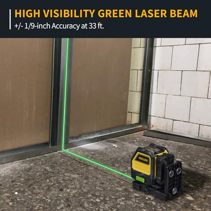 Firecore Professional Green Cross Line Laser, 130ft Self-Leveling Laser Level with Horizontal and Vertical Lines, IP54 Rating Manual Pulse Mode, 360° - WoodArtSupply