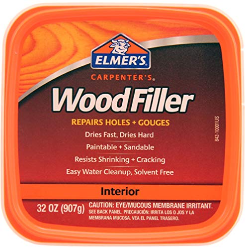 Elmer's E842L Carpenter's Interior Wood Filler; 32 Ounce; Ideal for Repairing Holes, Dents, Scratches, Gouges and Defects On Any Wood, Wallboard, - WoodArtSupply