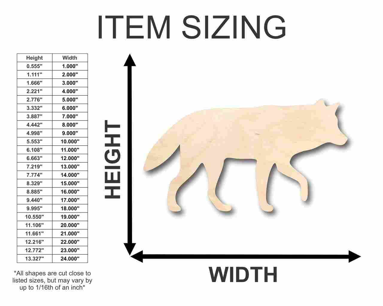 Unfinished Wood Wolf Shape - Animal - Wildlife - Craft - up to 24" DIY 7" / 1/4" 24 Hour Crafts