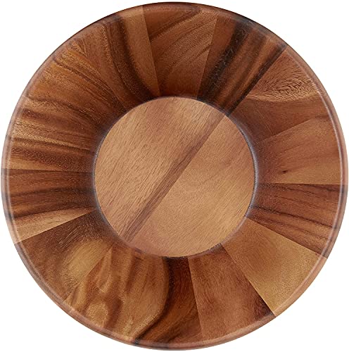 Lipper International Acacia Round Flair Serving Bowl for Fruits or Salads, Large, 12" Diameter x 4.5" Height, Single Bowl - WoodArtSupply